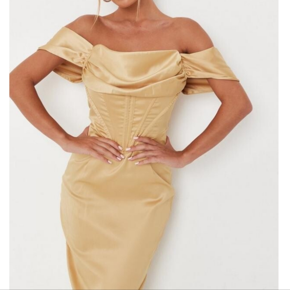 NWT Gorgeous Golden Butterscotch Missguided Corset Dress US 12